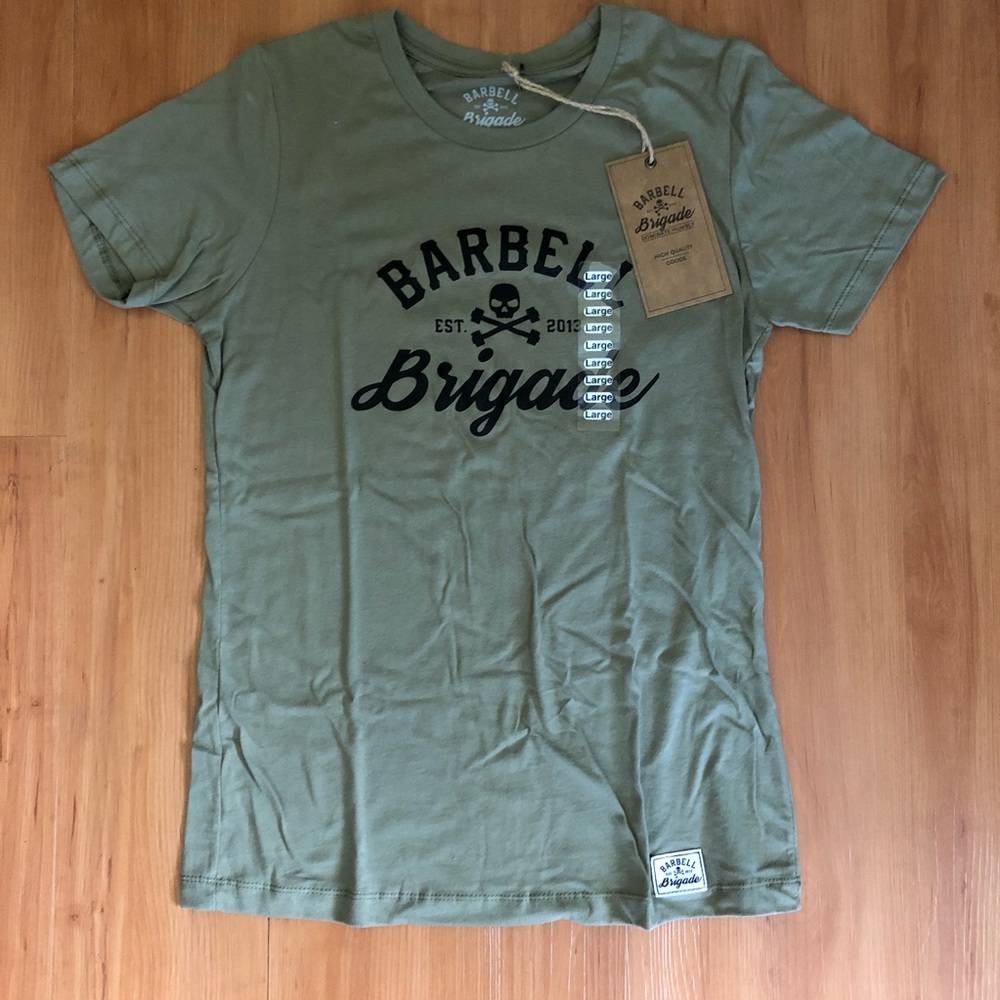 Barbell Brigade olive tee